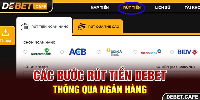 Các bước rút tiền Debet thông qua ngân hàng an toàn Các bước rút tiền Debet thông qua ngân hàng an toàn